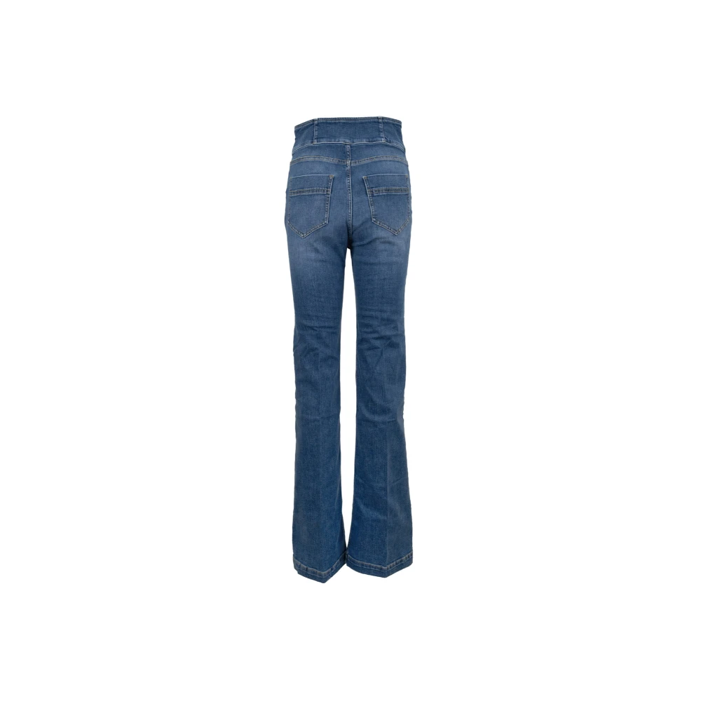 Elisabetta Franchi Damesjeans met automatische knoop Blue Dames