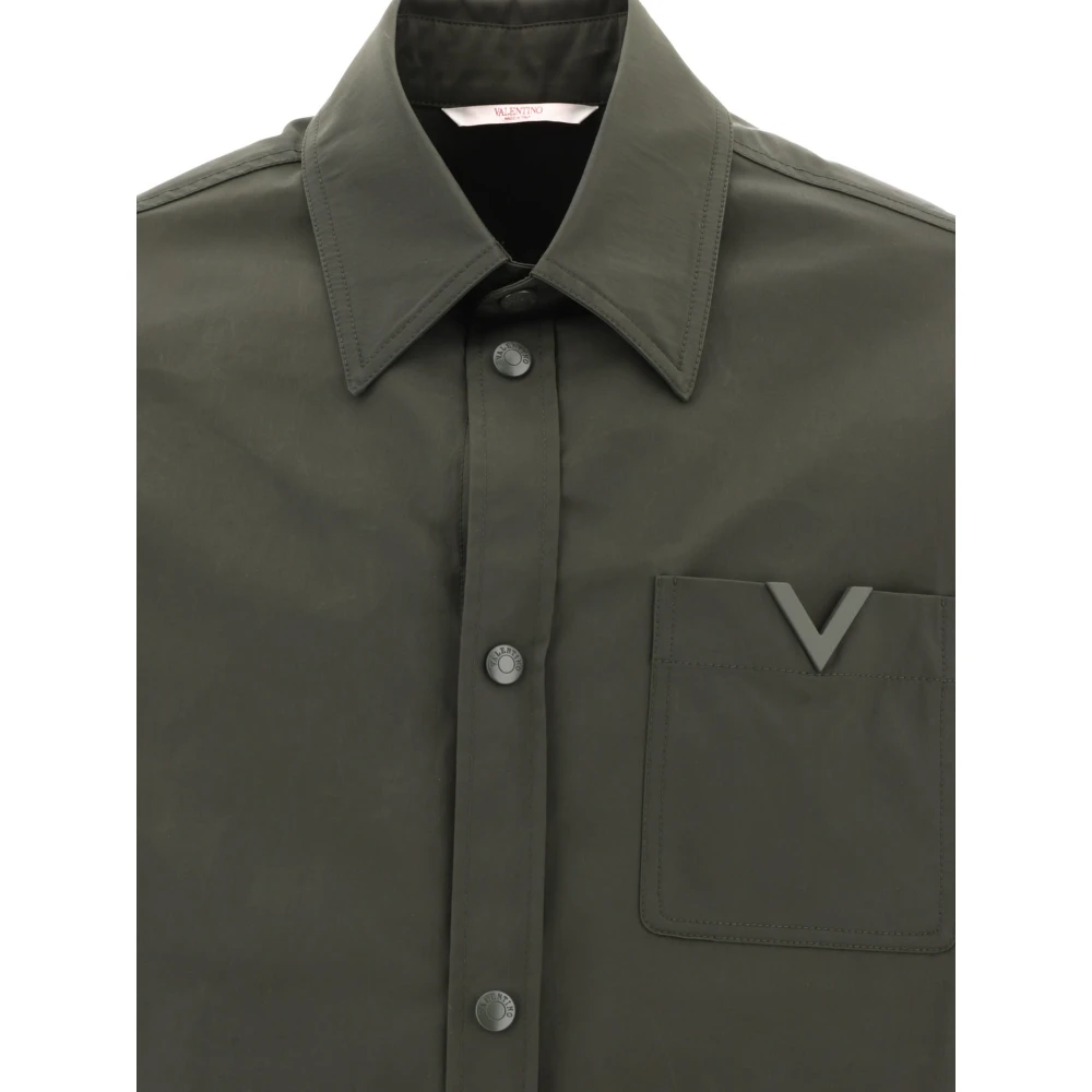 Valentino Overshirt met rubberen V-detail Green Heren