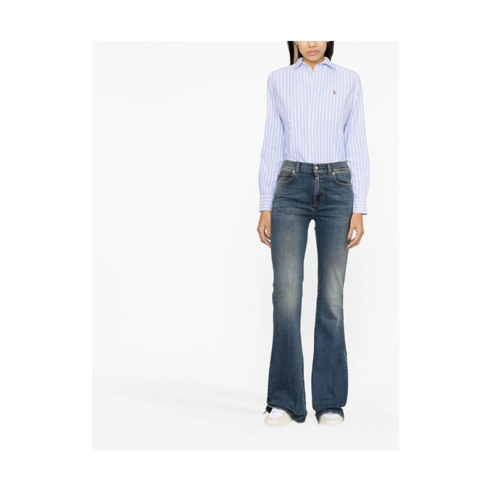 Ralph Lauren Gestreepte blouse met logo detail Blue Dames