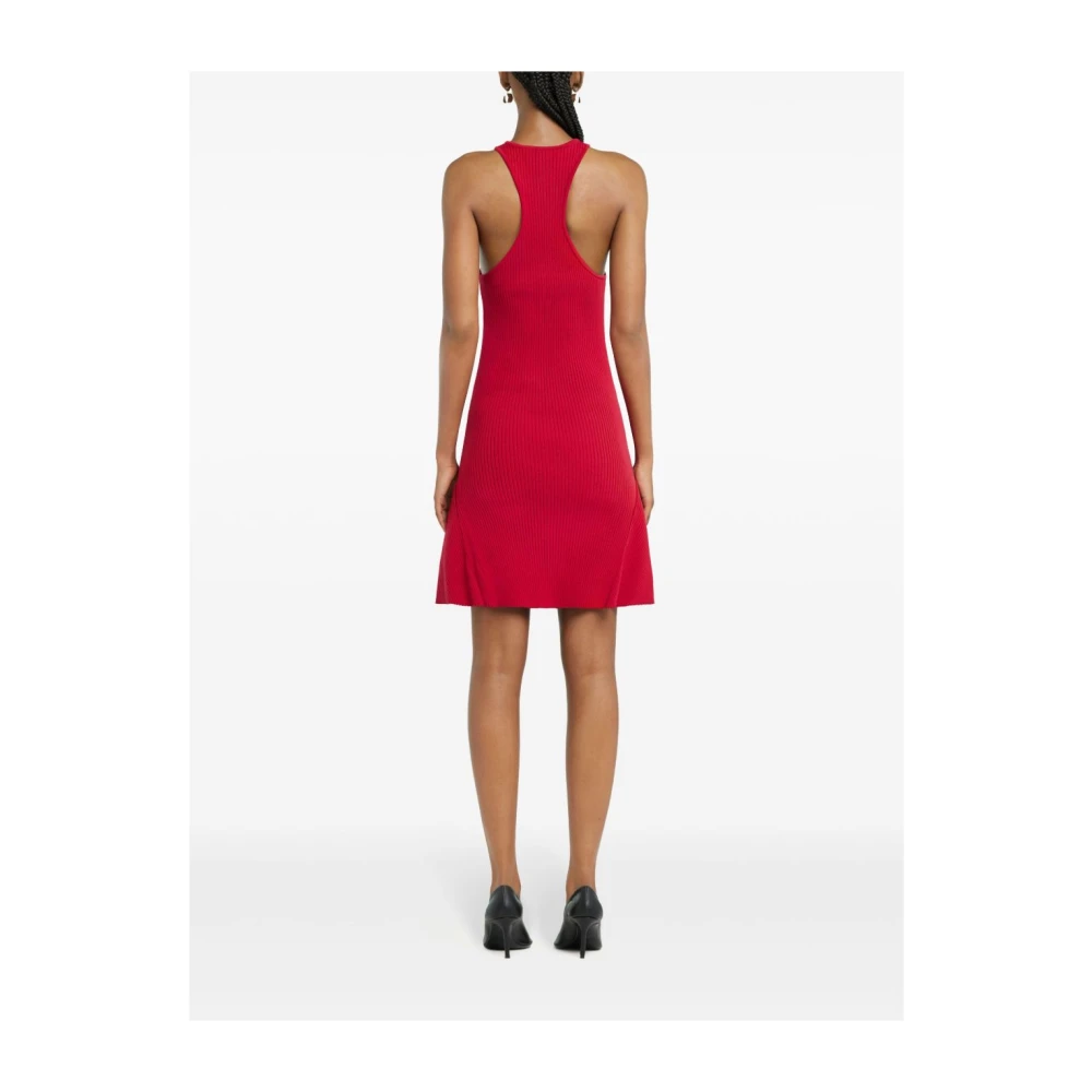 Courrèges Rode Geborduurde Logo Racerback A-Line Jurk Red Dames