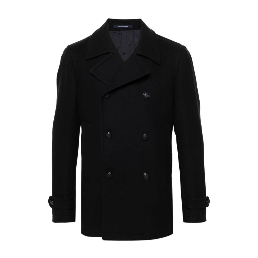 Tagliatore Blauwe Wollen Double-Breasted Jas Blue Heren
