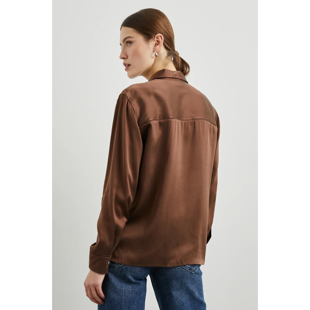 Rails Luxe Zijden Shirt Klassieke Knoop Silhouet Brown Dames