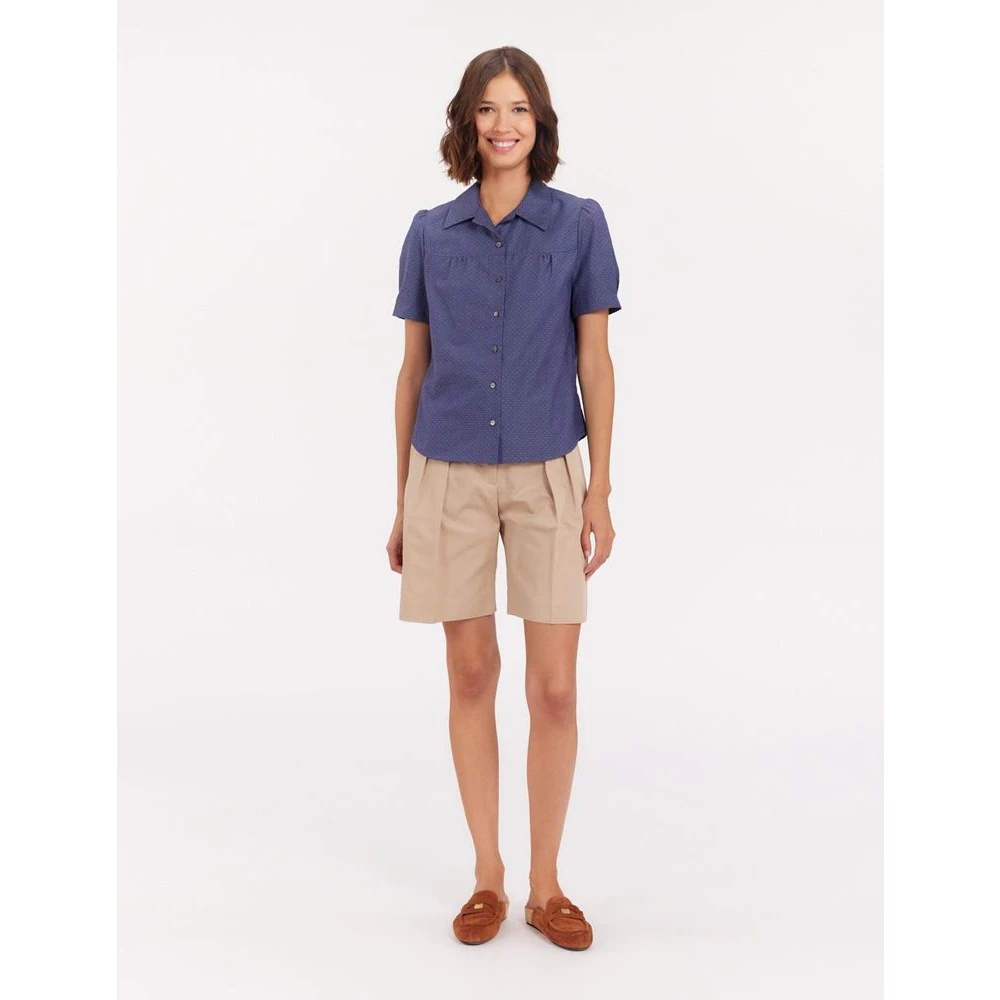 Ines De La Fressange Paris Blauwe korte mouwen blouse zomerstijl Blue Dames
