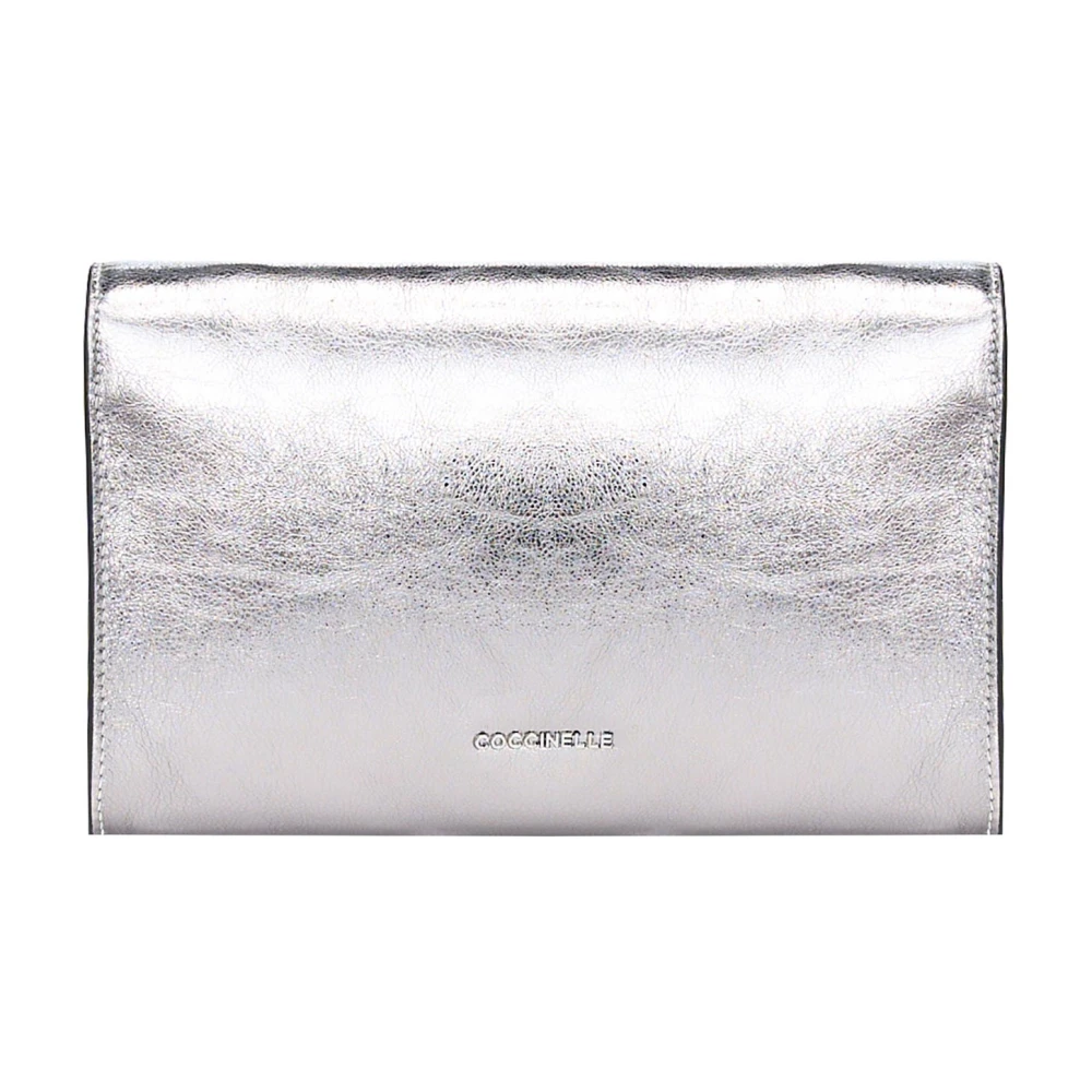 Coccinelle Zilveren Leren Clutch met Afneembare Band Gray Dames