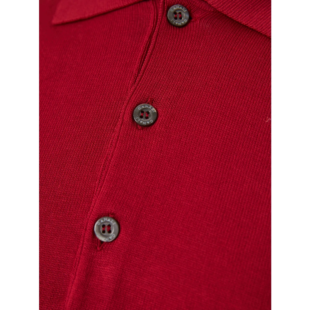 Canali Klassieke Katoenen Poloshirt Made in Italy Red Heren