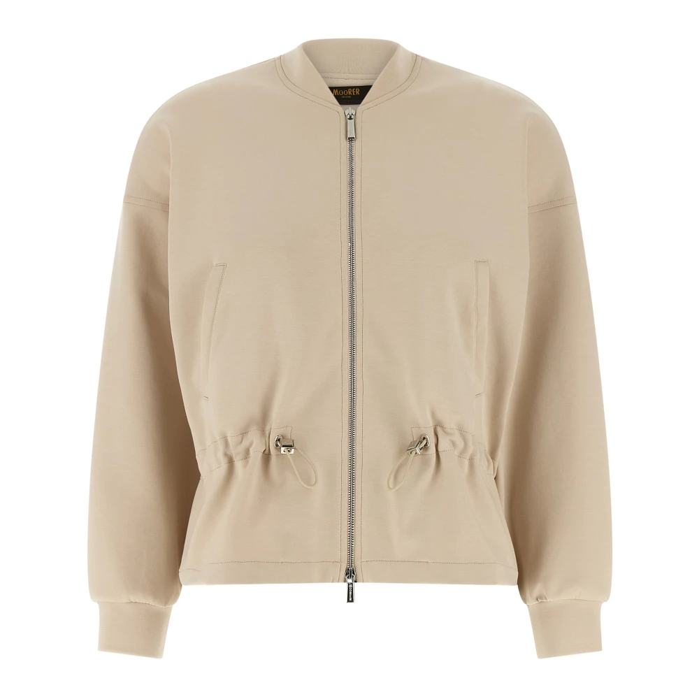 Moorer Women's Beige Bomber Jackets, L, Tija Sweatshirt