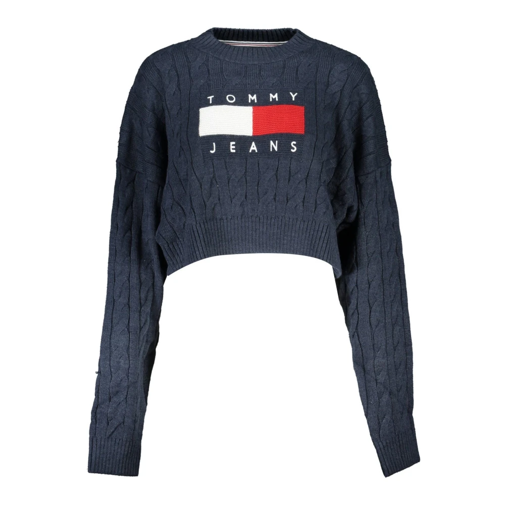 Tommy Hilfiger Blå Långärmad Tröja med Broderi Blue, Dam