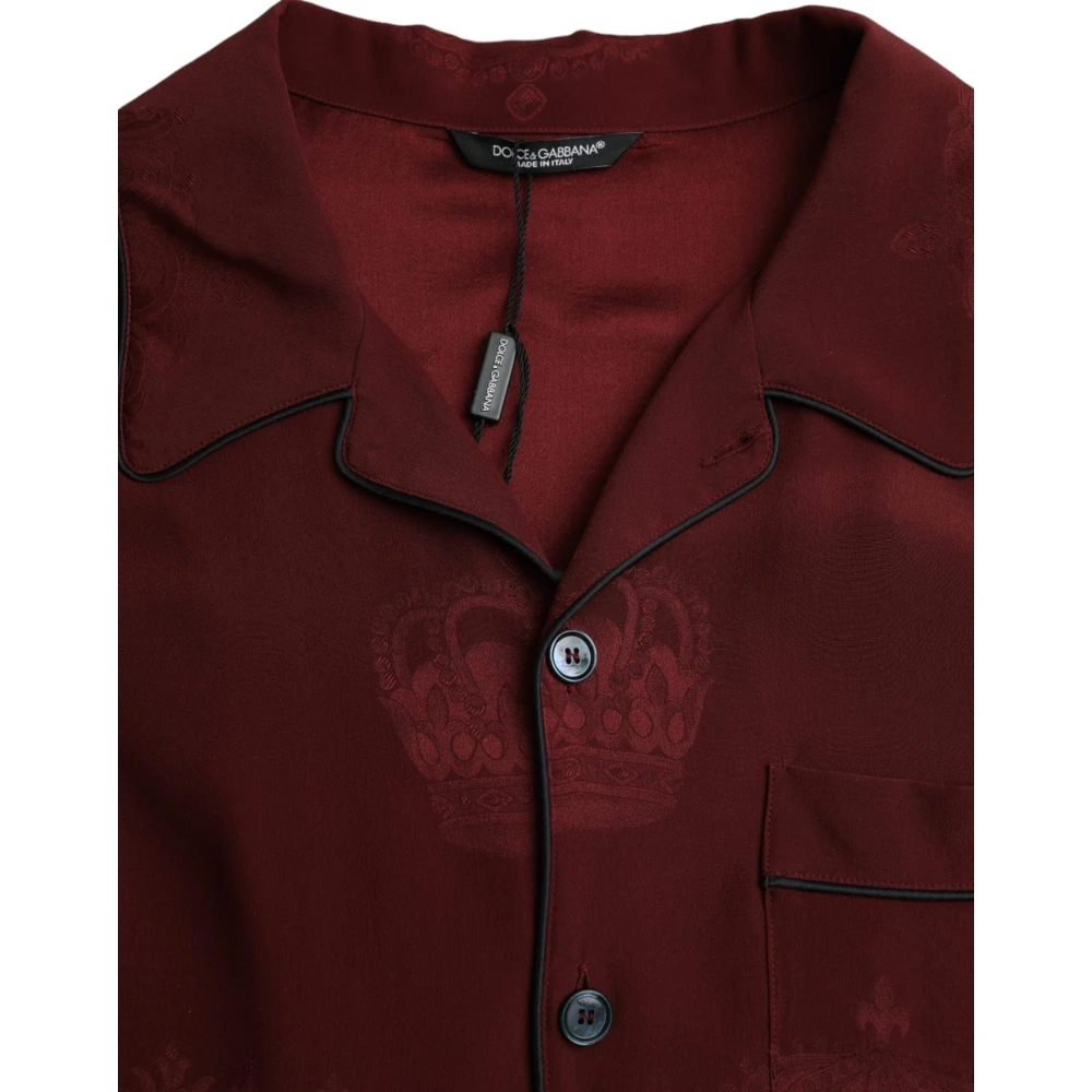 Dolce & Gabbana Zijden kroonjacquard overhemd Brown Heren
