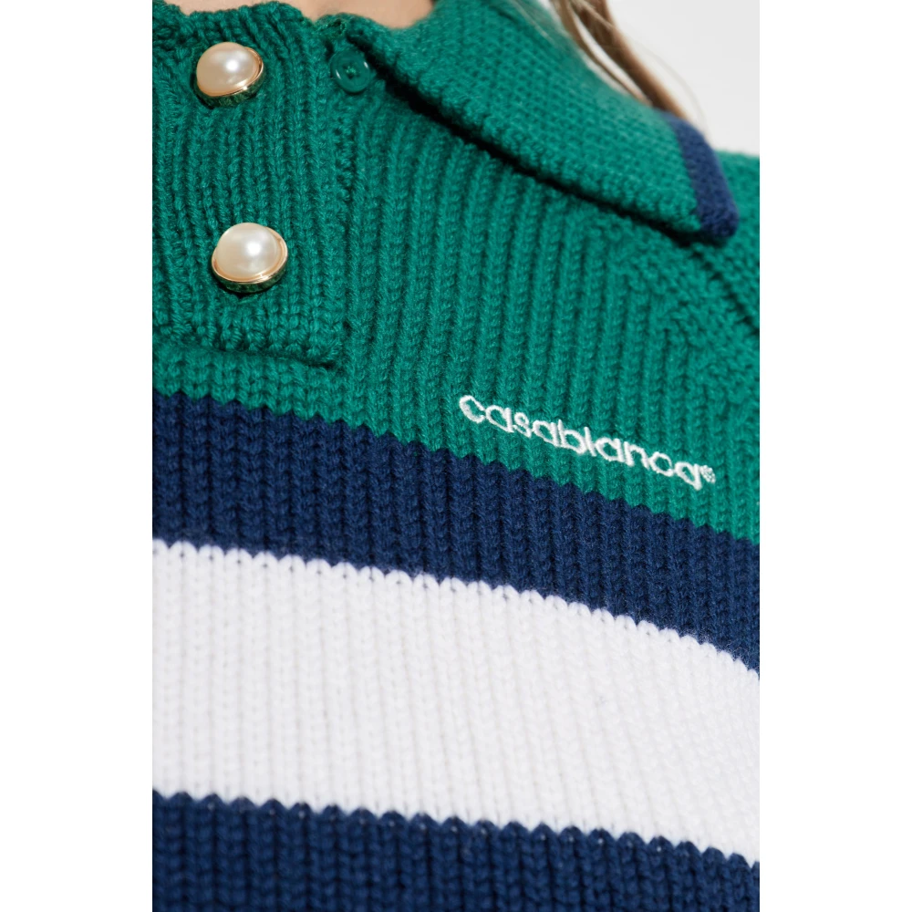 Casablanca Polo met geborduurd logo Green Dames