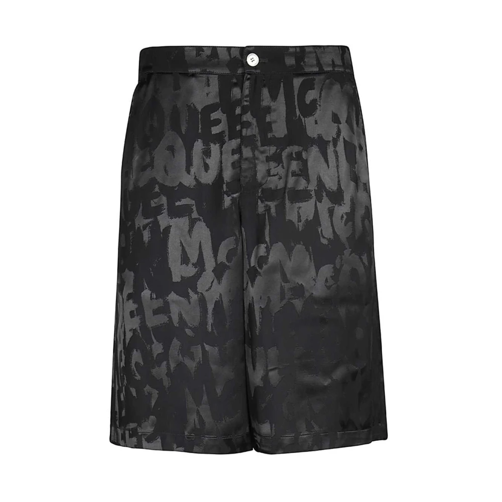 Alexander mcqueen Viscose Bermuda Shorts Elastische Achterkant Black Heren