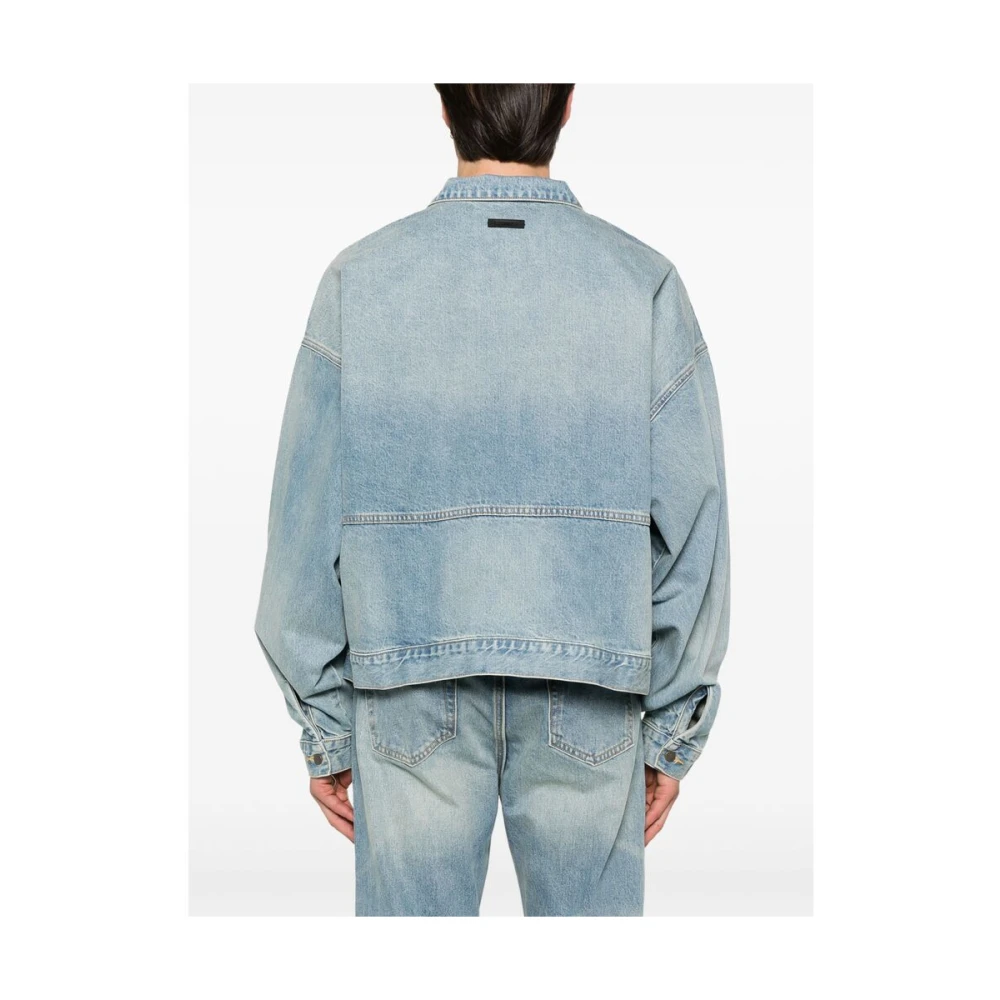 Fear Of God Lichtblauwe Jas met Rits en Zakken Blue Heren