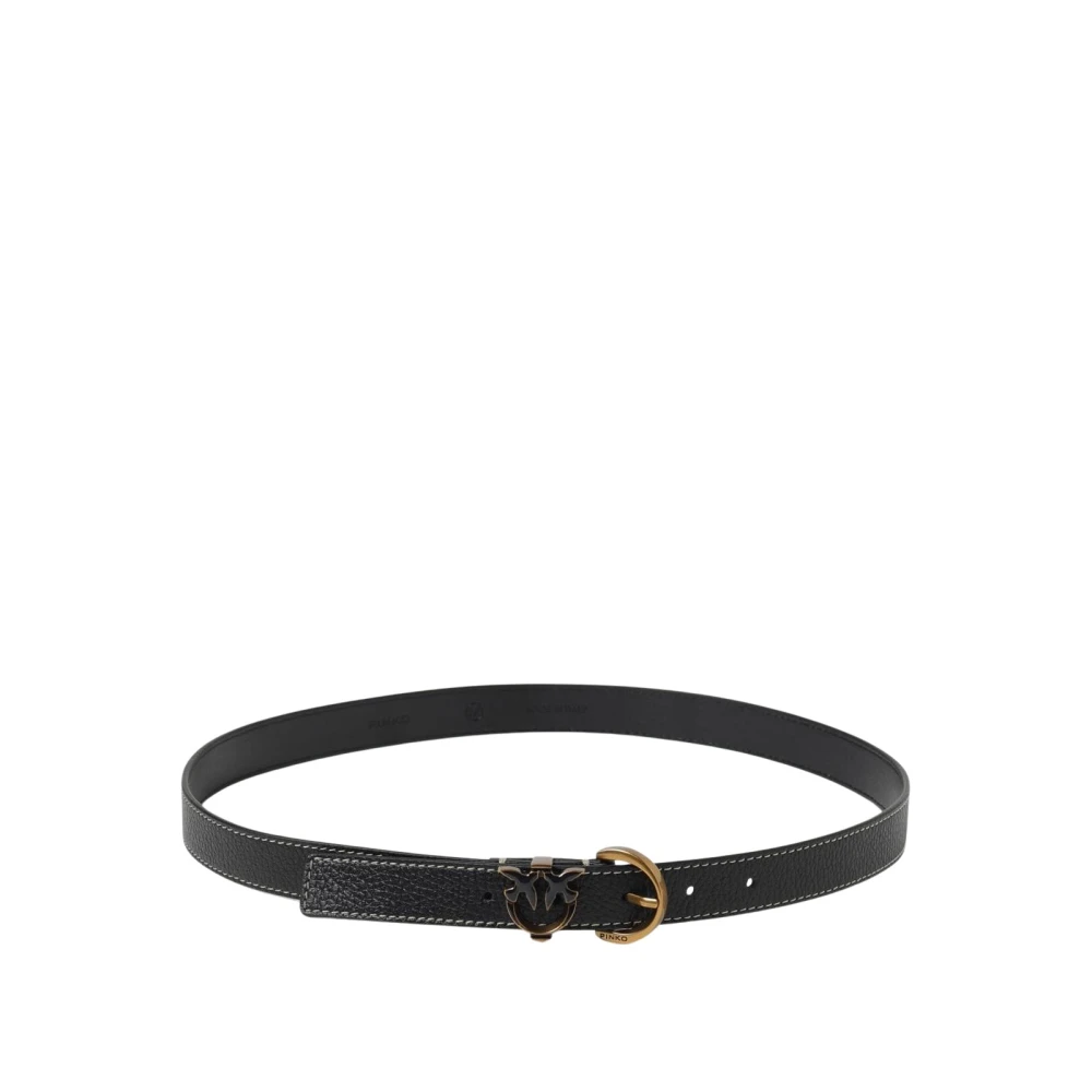 Pinko Women's Black Leather Belt With Logo Buckle - Belts - L - Accessories