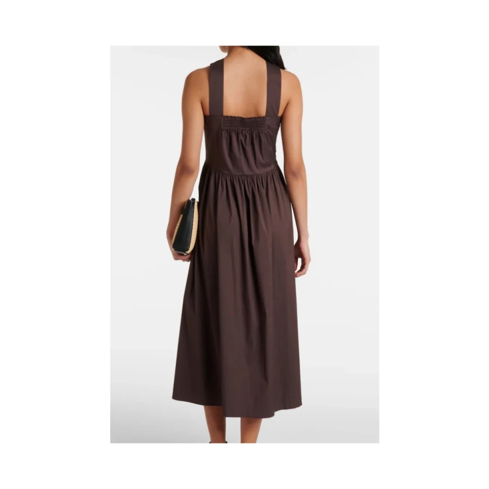 Max Mara Bruine Lange Jurk met Gekruiste Bandjes Brown Dames