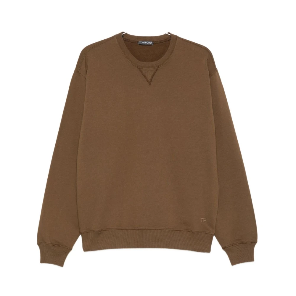 Tom Ford Men's Brown Sweatshirts, Xl, Logo-Embroidered Cotton-Jersey Sweatshirt