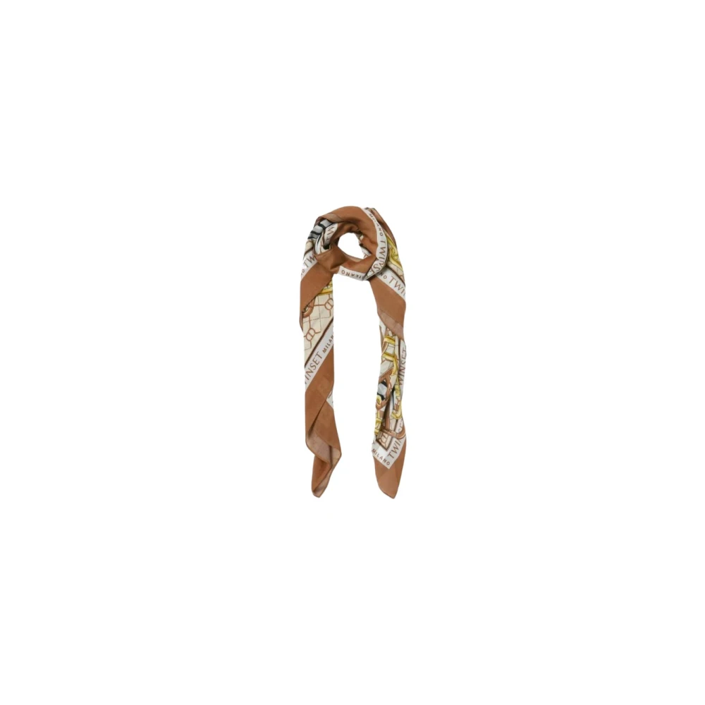 Twinset Grafische Ketting Sjaal Bruin Multicolor Dames