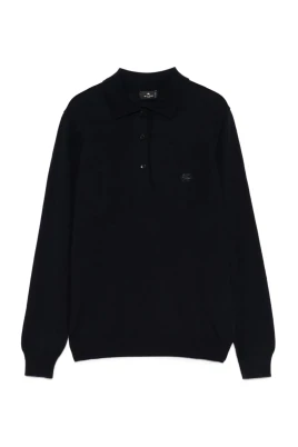 Blå Tröja Button-Down Långärmad