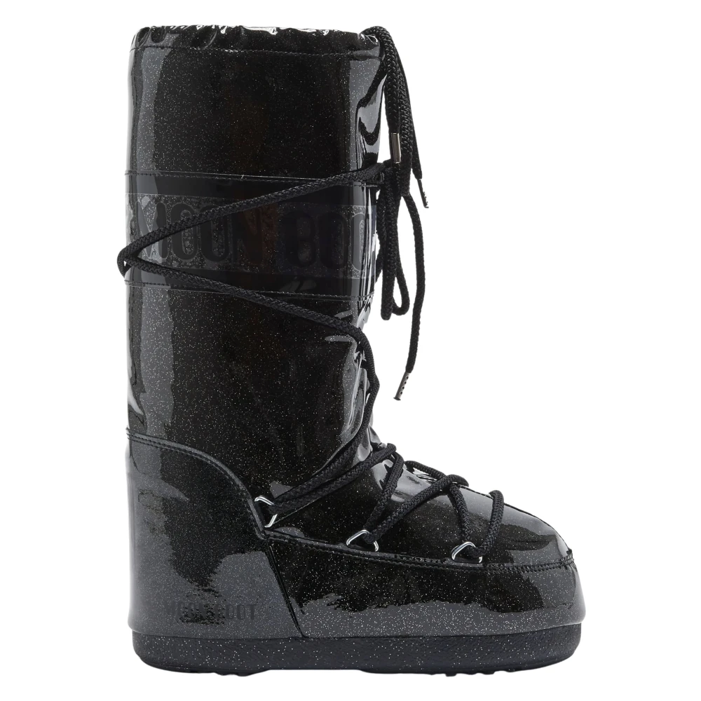 Moon Boot Girls Black Kids Boots, 27 Eu, Icon Glitter Boots