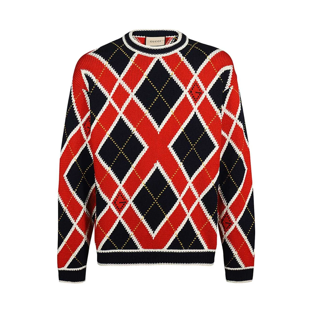 Gucci Diamantenpatroon Katoenen Trui Multicolor Heren