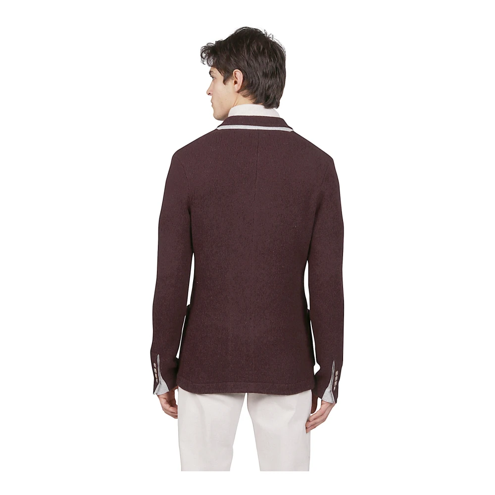 Eleventy Dubbelbreasted wollen gebreid jasje Purple Heren