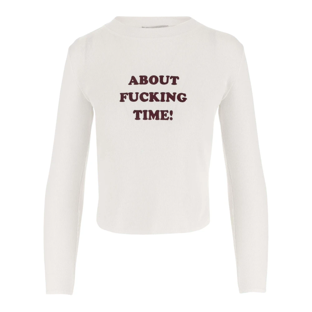 Stella McCartney Slogan Print Crew Neck Long Sleeve T-shirt White, Dam