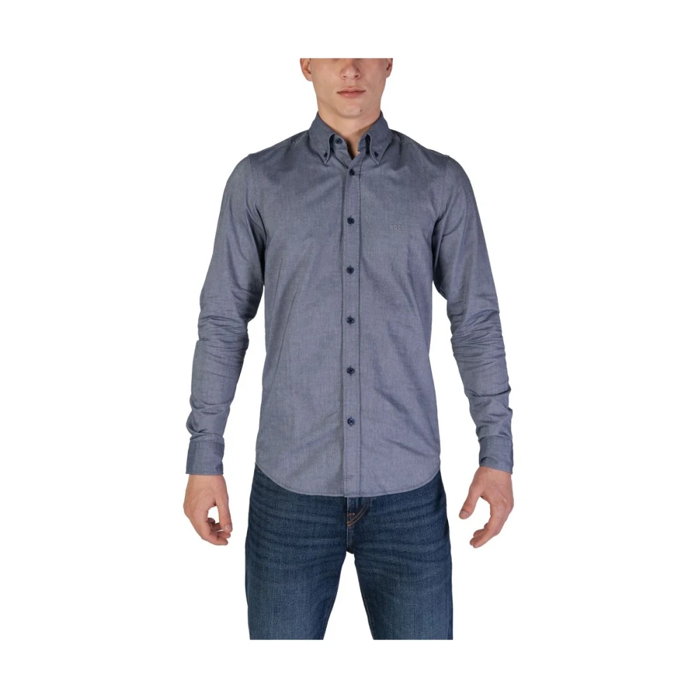 Hugo Boss Blauw Effen Overhemd met Lange Mouwen van Katoen Blue Heren
