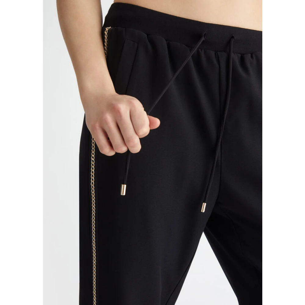 Liu Jo Zwarte sportbroek met kettingdetail Black Dames