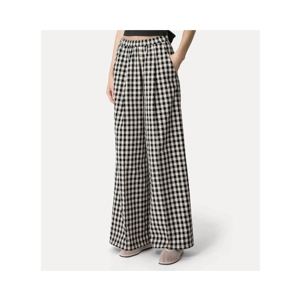 Forte Vichy Palazzo Wijde Pijpen Broek Black Dames