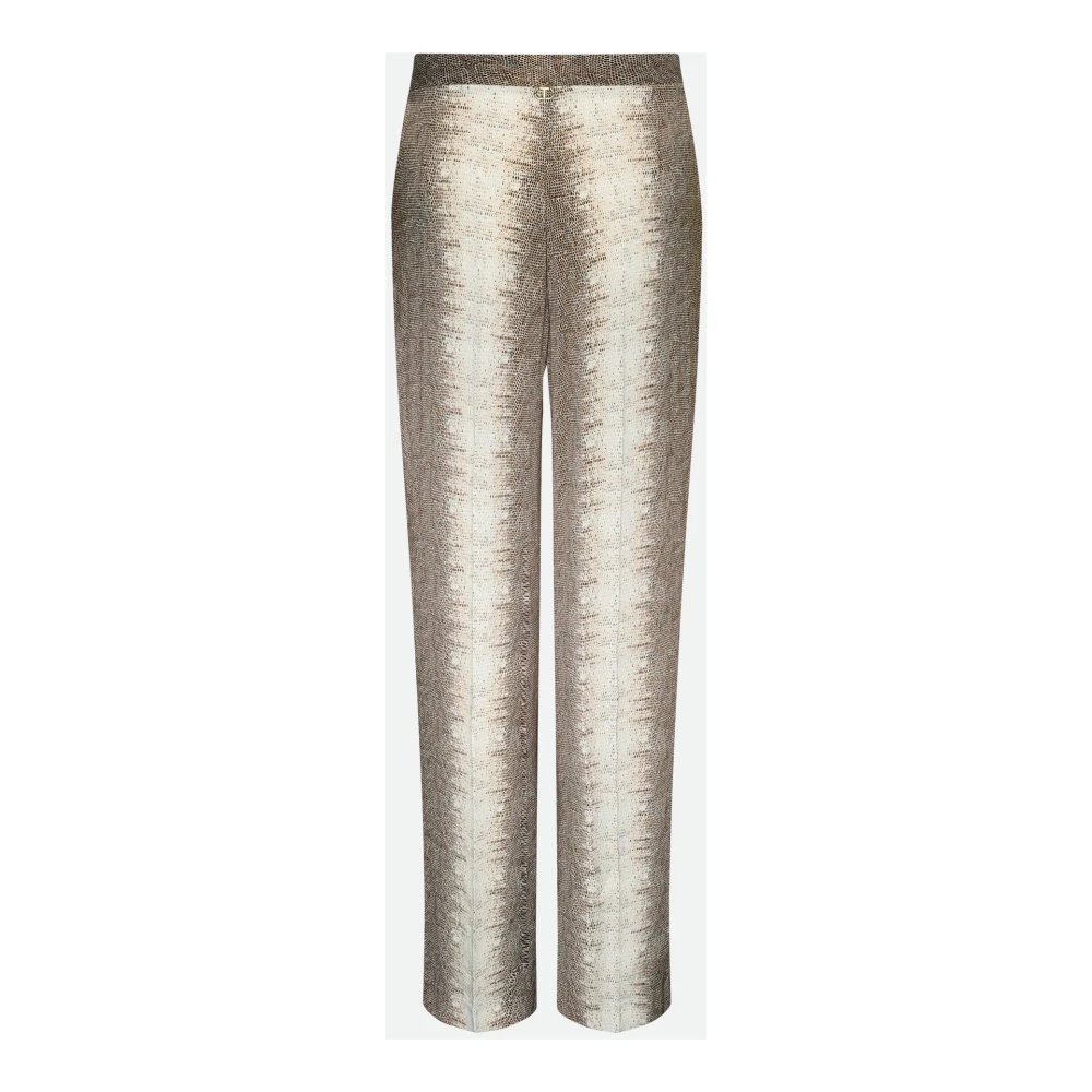 Twinset Broek met hagedisprint en juweelknopen Beige Dames