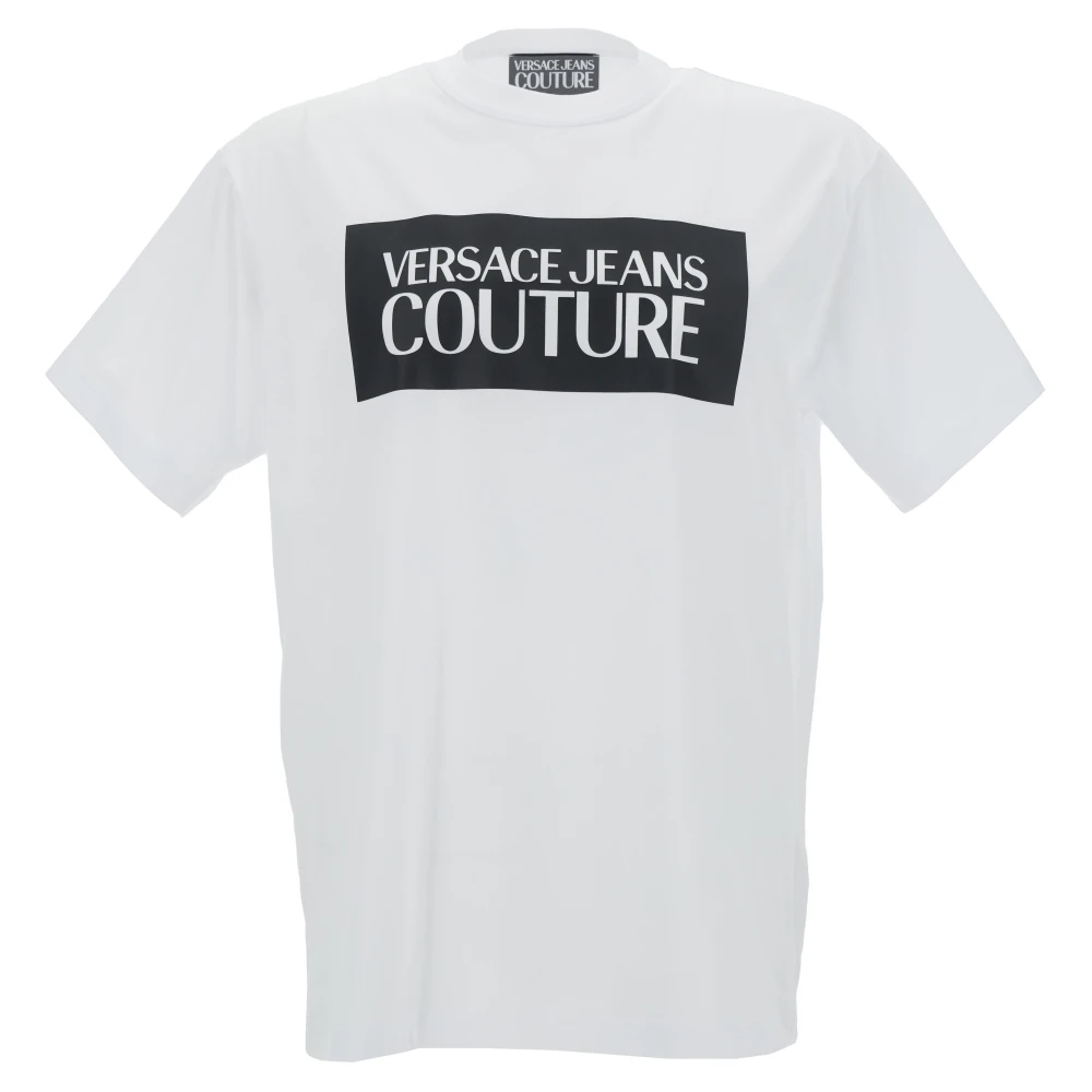 Versace Jeans Couture Herr T-shirt i Bomull, Stilren och Bekväm White, Herr
