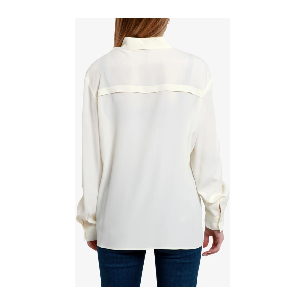Simona Corsellini Zijden Blouse met Franje Accessoire White Dames
