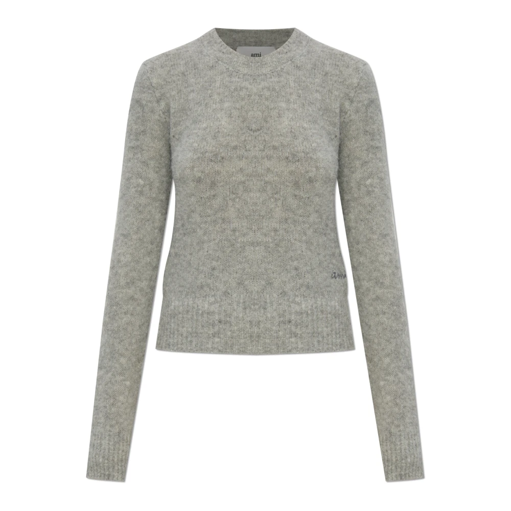 Ami Paris Vrouw Grijs Ronde Hals Trui