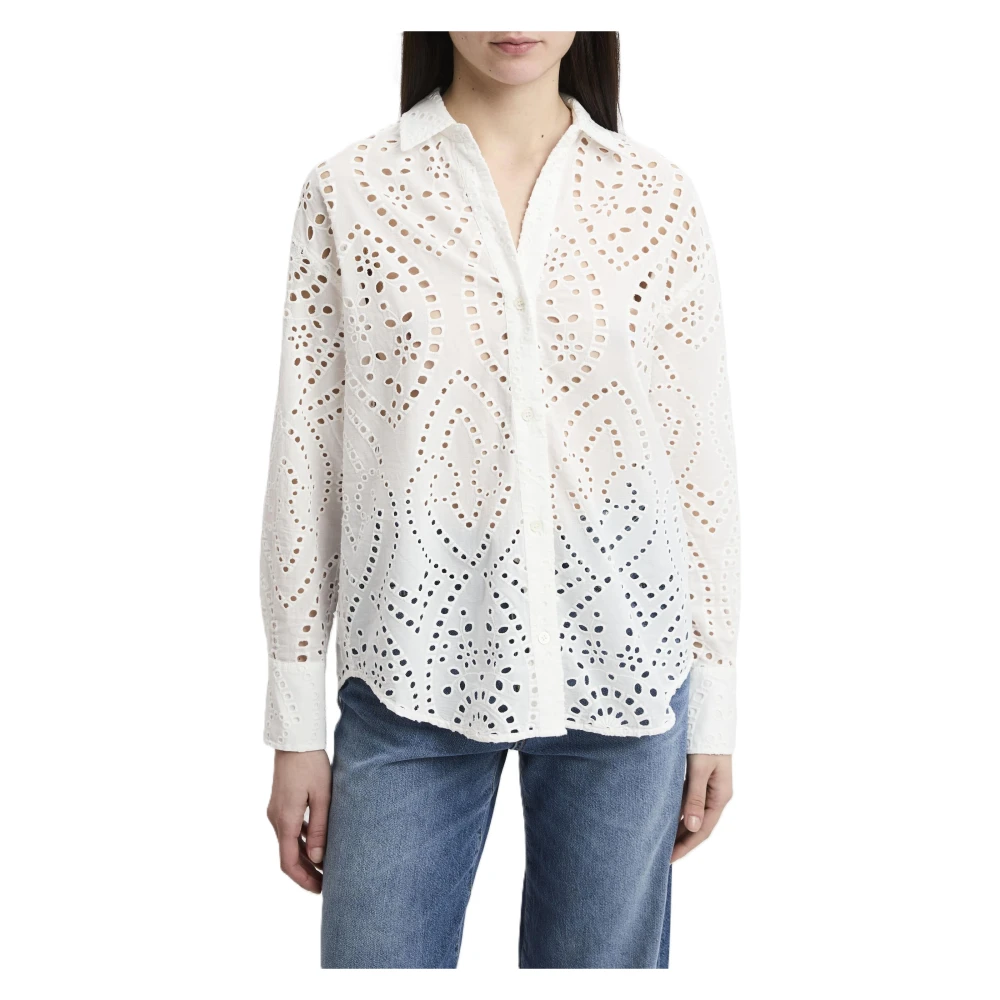 Mc2 Saint Barth White Shirts, Female, S, Cristal Long Sleeve Shirt