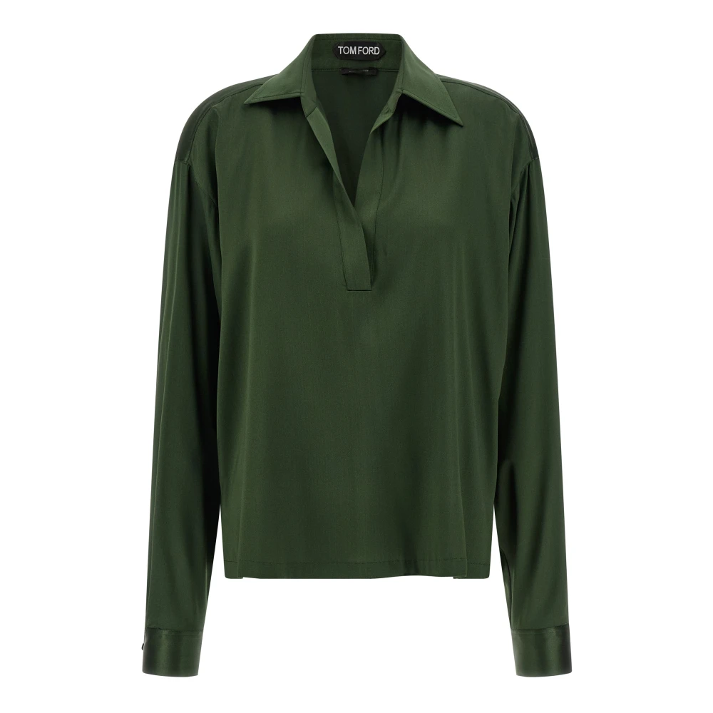 Tom Ford Women's Green Stretch Silk Satin Polo
