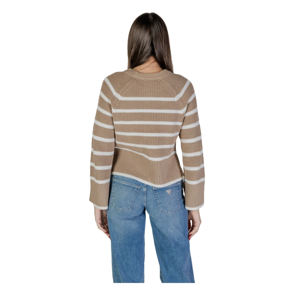 Vila Gestreept gebreide trui met lange mouwen Beige Dames