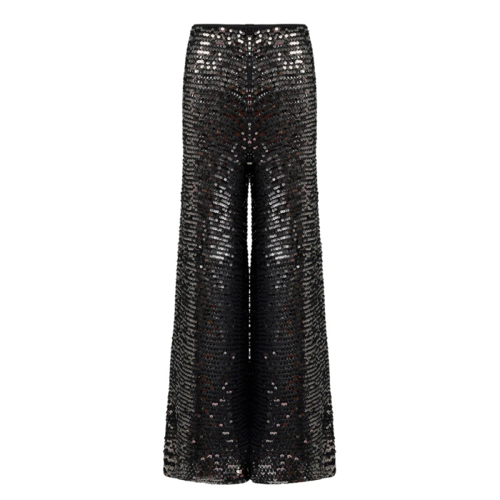 Mes Demoiselles Pailletten Gebreide Wijde Broek Black Dames
