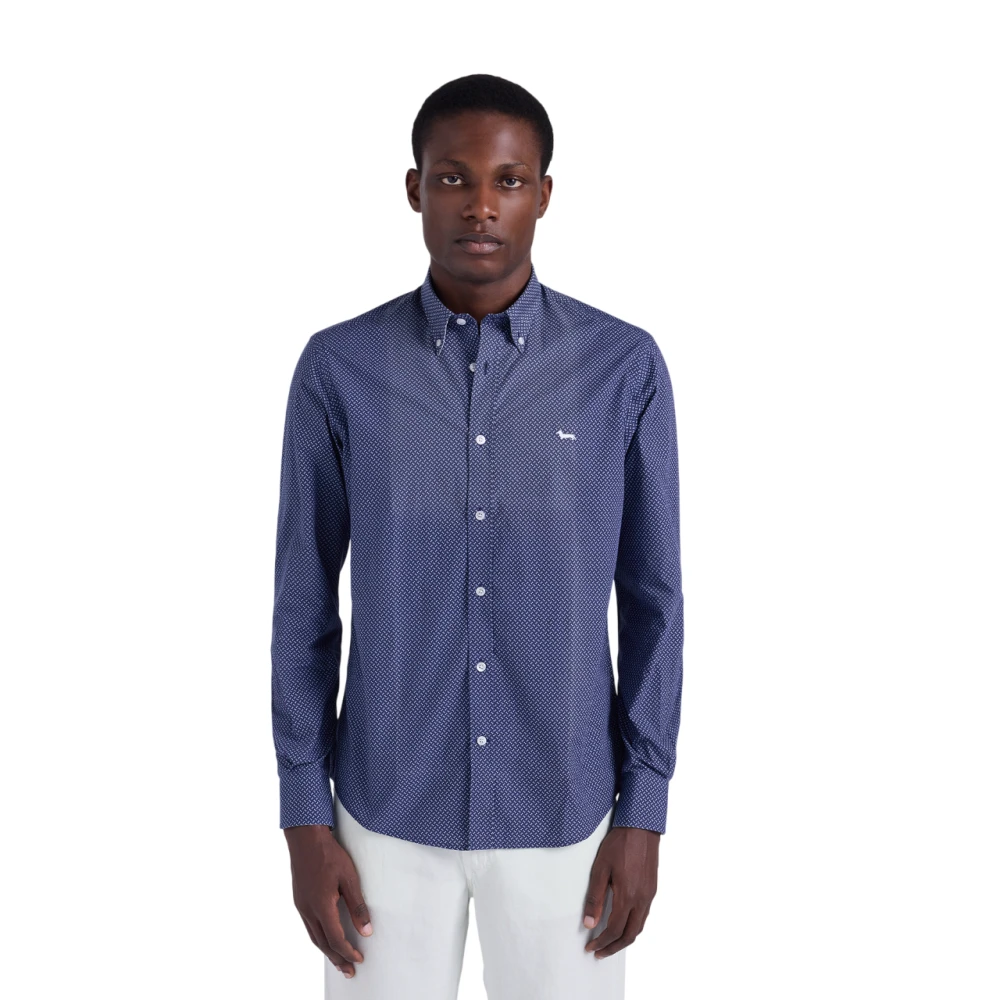 Harmont & Blaine Blue Micro-Print Cotton Shirt - Male - Casual Shirts - 2XL - Shirts