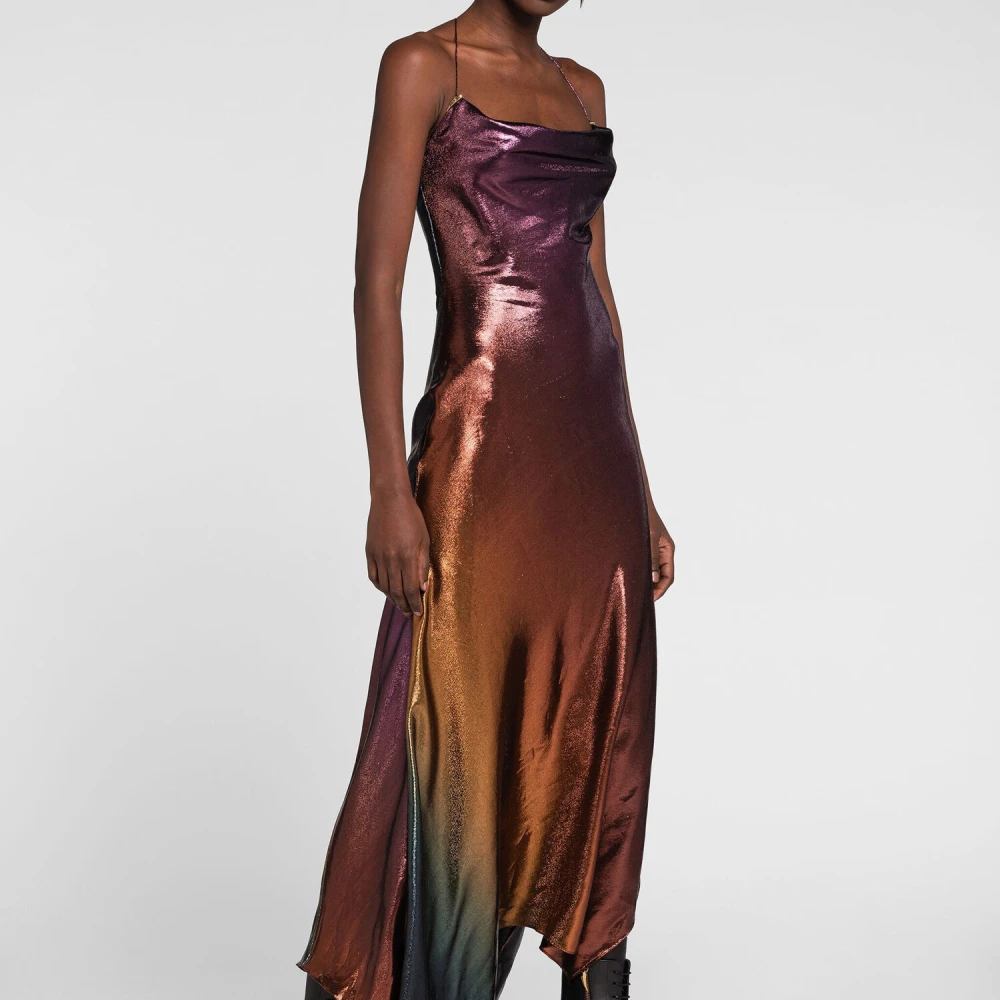 Roberto Cavalli Asymmetrische Maxi Jurk met Tiger Tooth Hardware Multicolor Dames