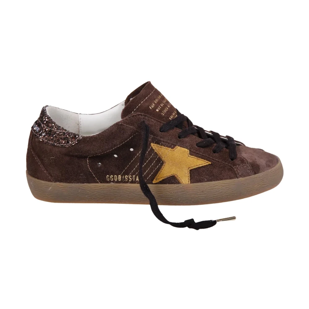 Golden Goose Damen Braun Super-Star Wildleder-Glitzer-Absatz