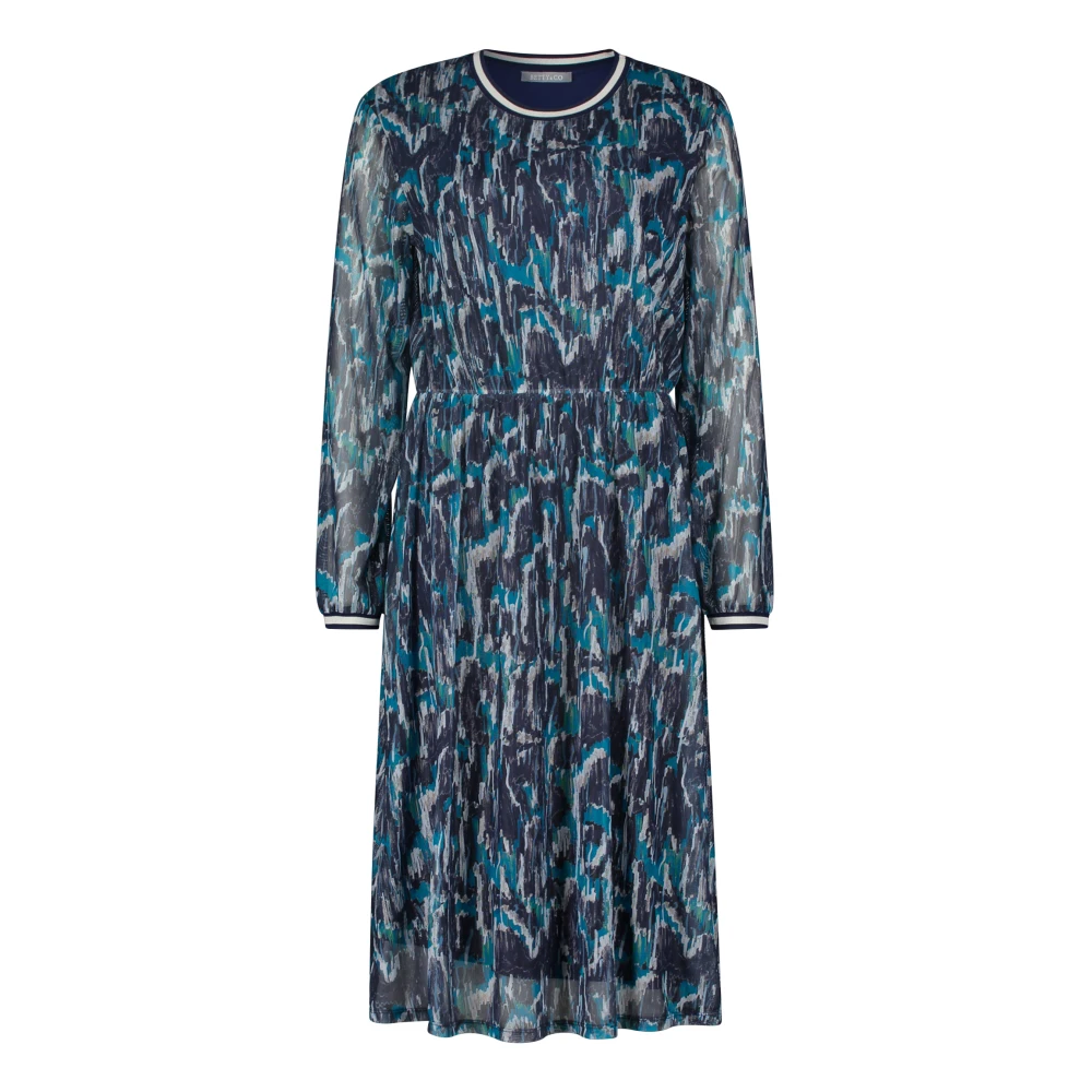 Betty & Co Bloemen Casual Jurk Blue Dames