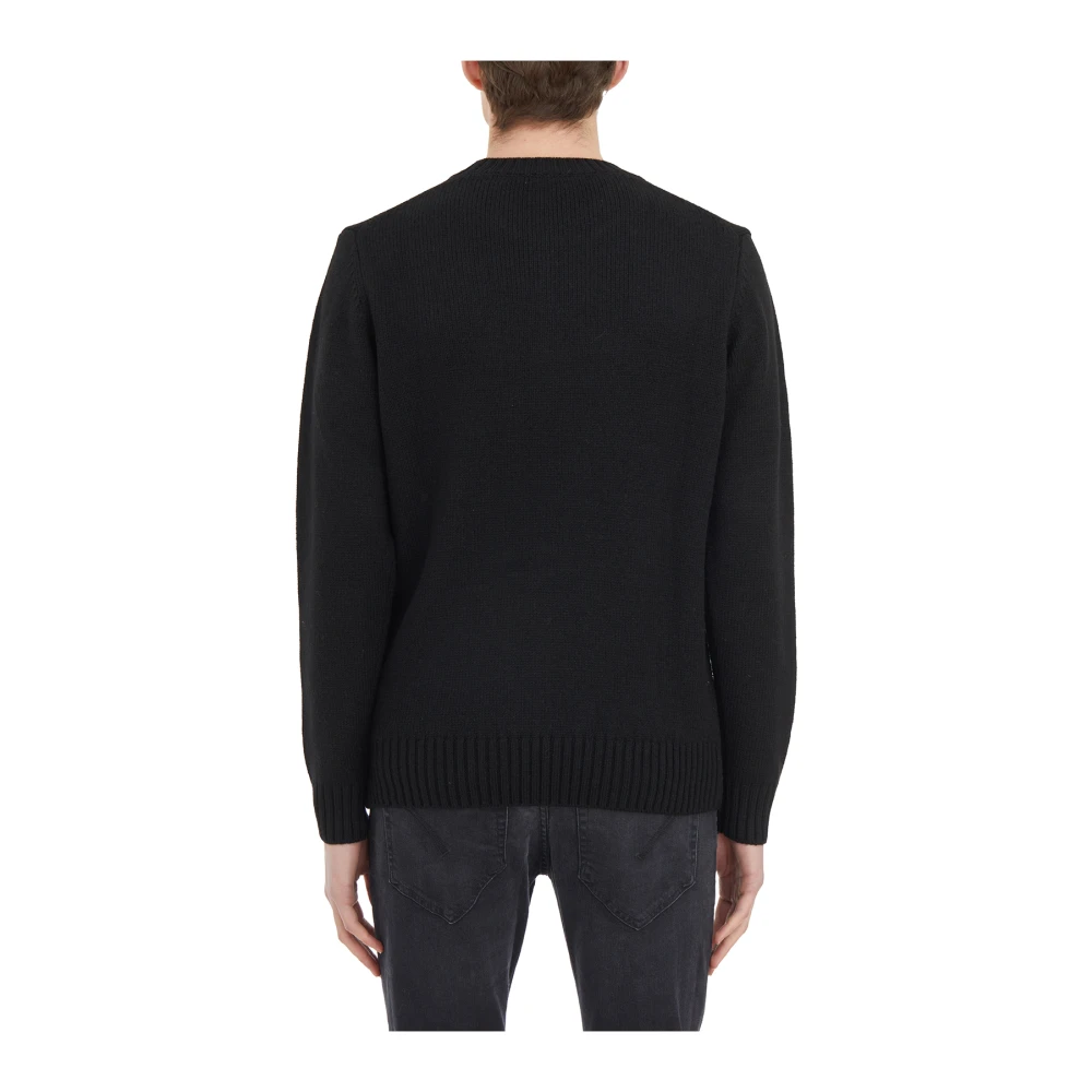 Paolo Pecora Wollen Crewneck Trui Black Heren