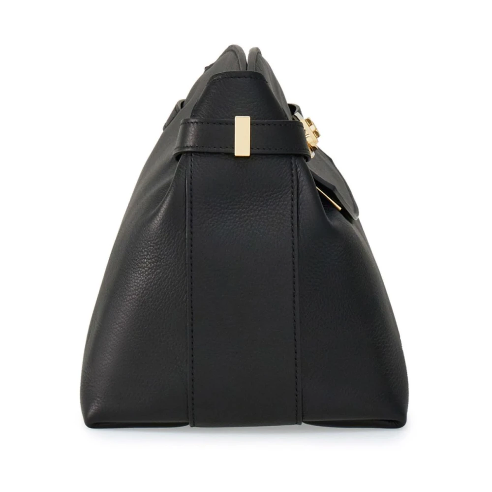 Salvatore Ferragamo Zwarte Leren Hug Pouch Tas Black Dames