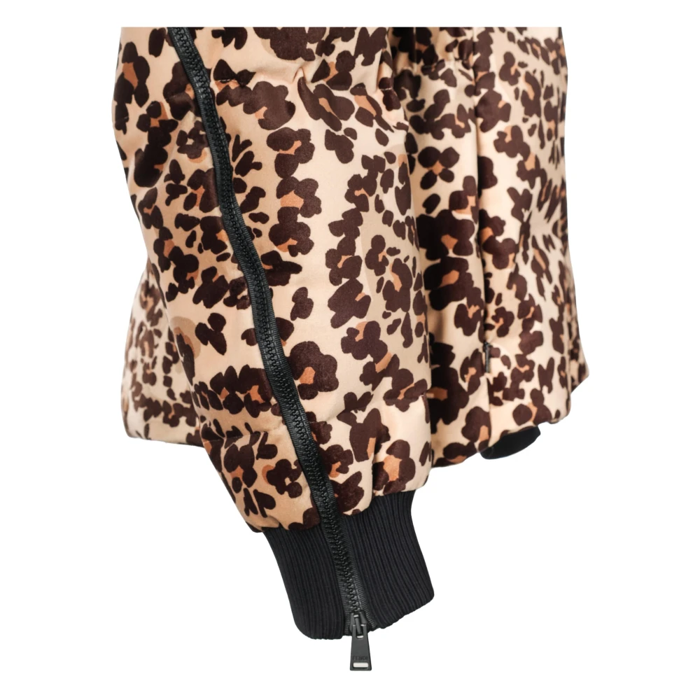 Fendi Luipaardprint Gewatteerde Jas met Capuchon Brown Dames