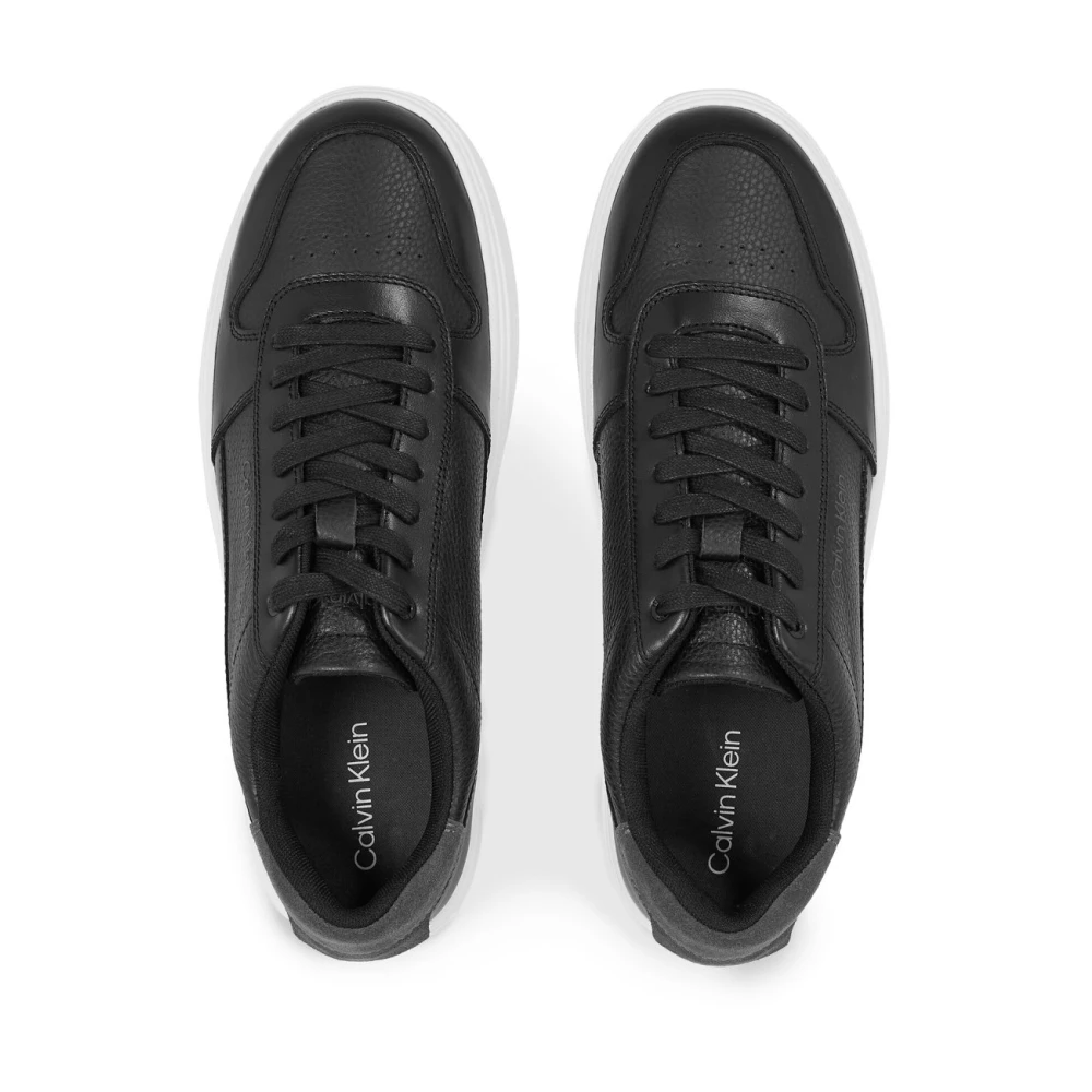 Calvin Klein Lage leren sneakers Tons: Zwart Black Heren