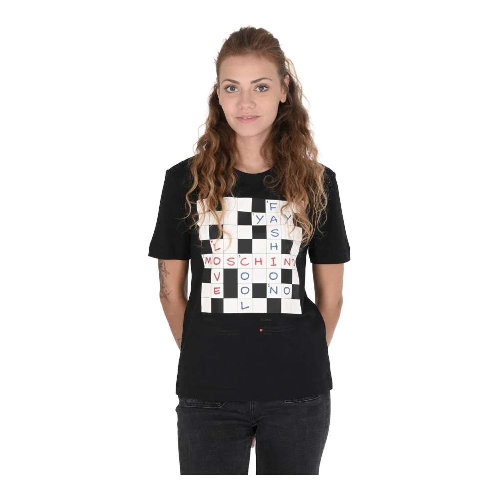 Love Moschino Zwart Katoenen T-Shirt Stijlvol Ontwerp Black Dames
