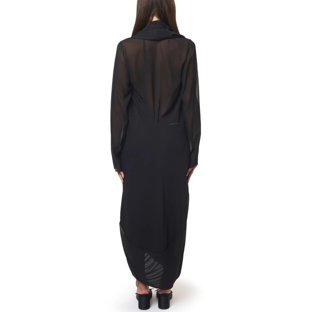 MM6 Maison Margiela Zwarte Maxi Jurk met V-hals Black Dames