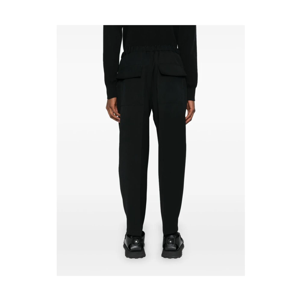 Jil Sander Zwarte Wol Textuur Taps Toelopende Broek Black Heren