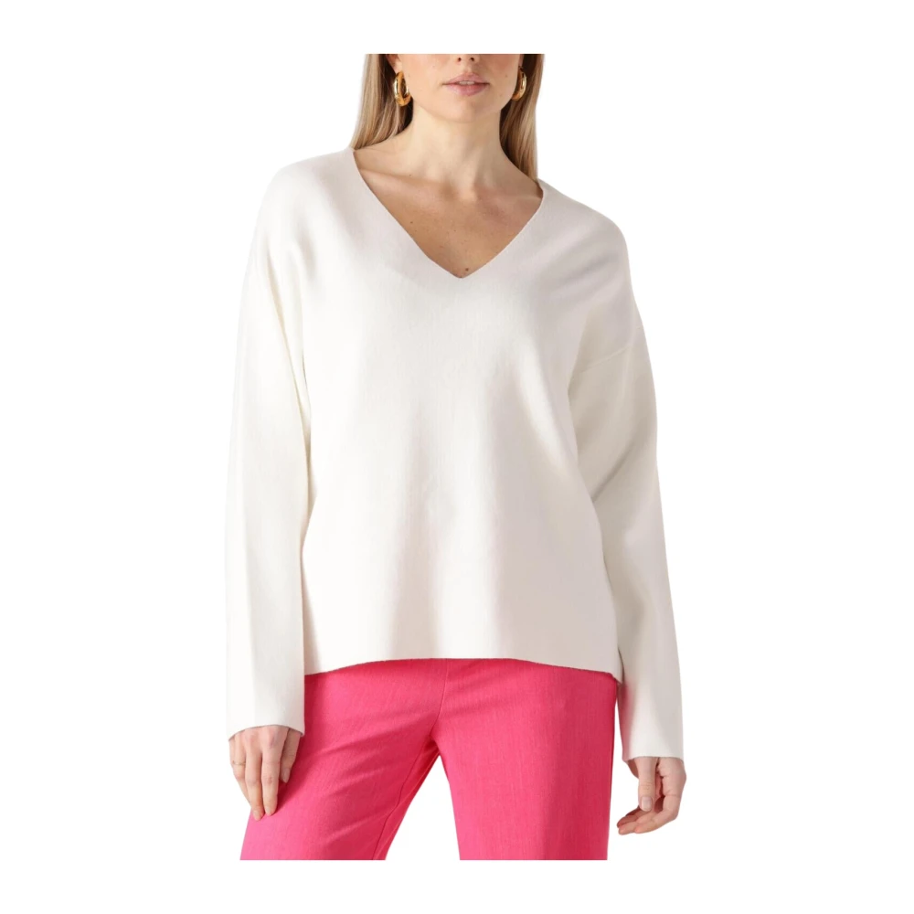 Object Beige V-hals trui voor vrouwen White Dames
