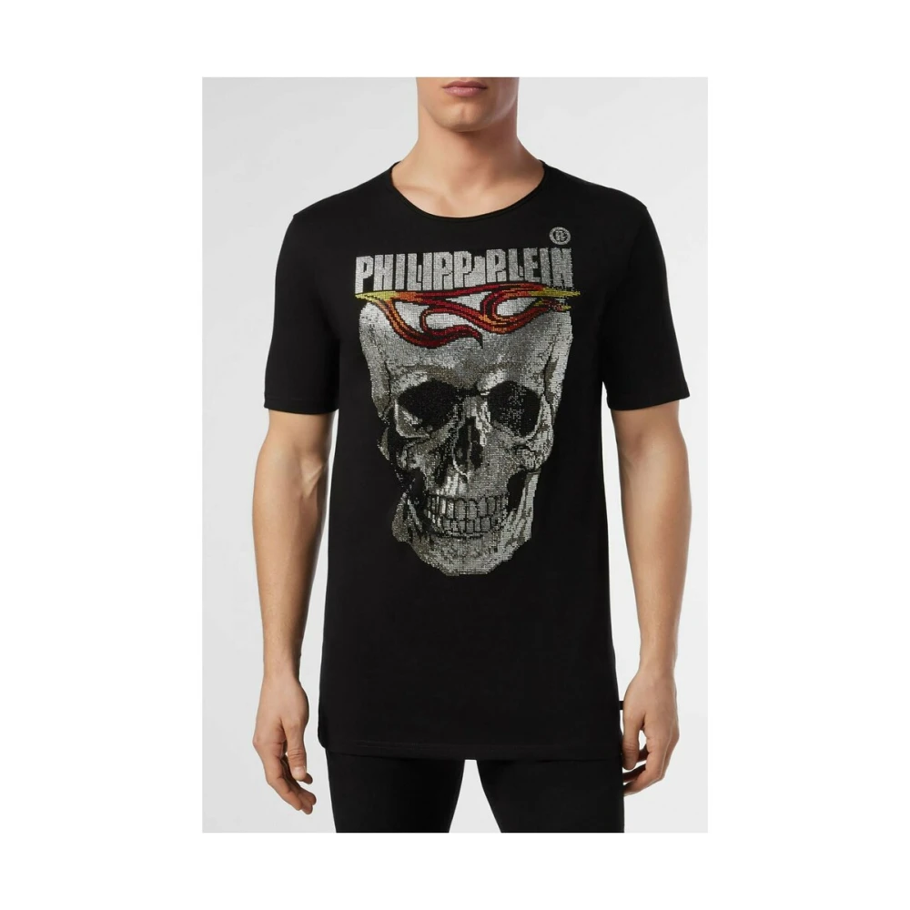 Philipp Plein Kristallen Schedel Print Ronde Hals T-shirt Black Heren