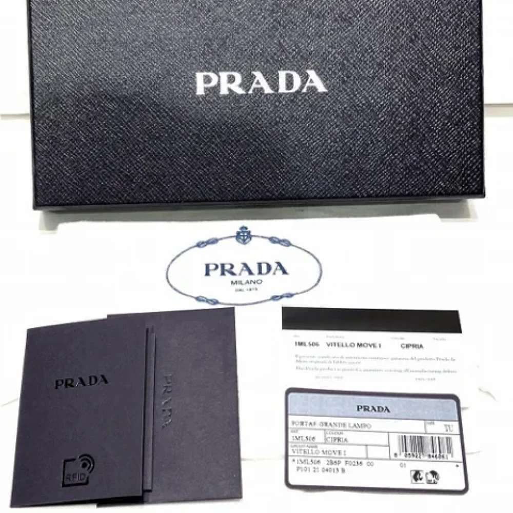 Prada Vintage Pre-owned Leather wallets Beige Dames