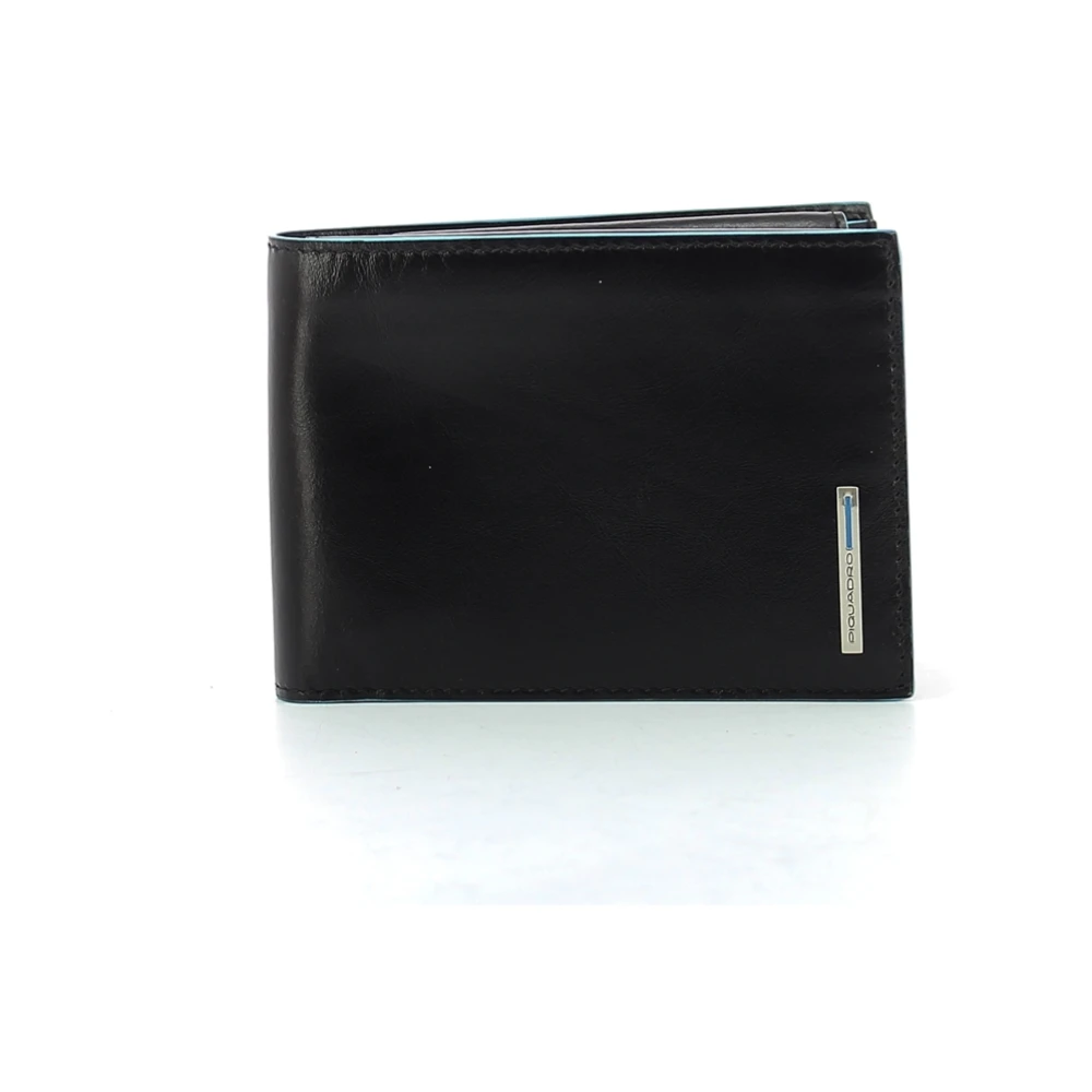 Piquadro Men's Black Wallets & Cardholders, One Size, Wallet With Blue Square Portamonete